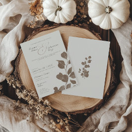 Elegant Ivory & Ash Fall Botanical Bröllop Inbjudningar