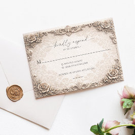 Elegant Ivory Baroque Wedding RSVP Response Card OSA Kort