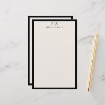 Elegant Ivory Black Border Monogram