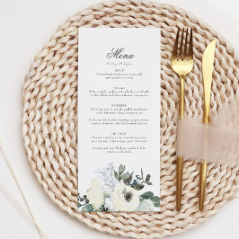 Elegant Ivory Blommigt Blooms Bröllop Menu Meny