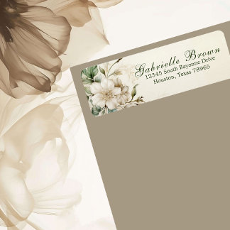 Elegant Ivory Blommigt Bouquet Returadress Etikett