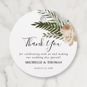 Elegant Ivory Blommigt Bouquet Wedding Favor Märkr Gåvor Etiketter