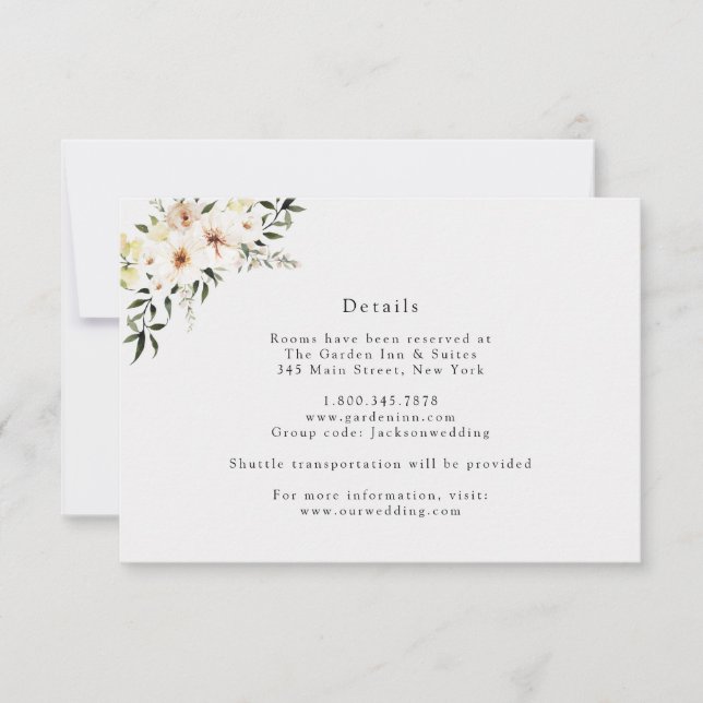 Elegant Ivory Blommigts and Greenery Details Card Inbjudningar (Framsida)