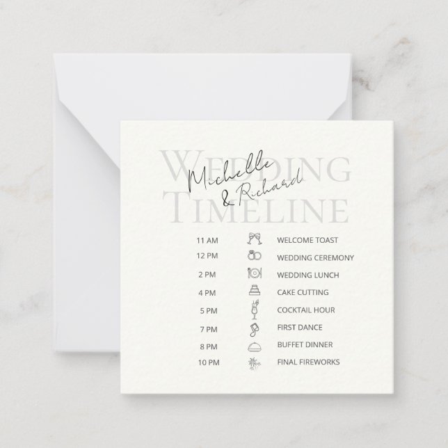Elegant Ivory Bold Script Wedding Timeline Program (Framsida)