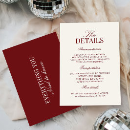 Elegant Ivory Burgundy Wedding  Tilläggskort
