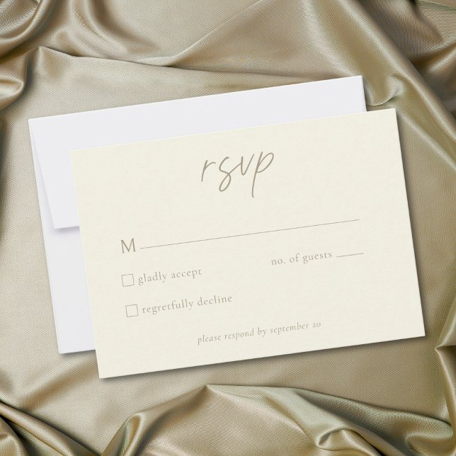 Elegant Ivory Cream Minimalist Wedding OSA Kort (Elegant Ivory Cream Minimalist Wedding RSVP Card)