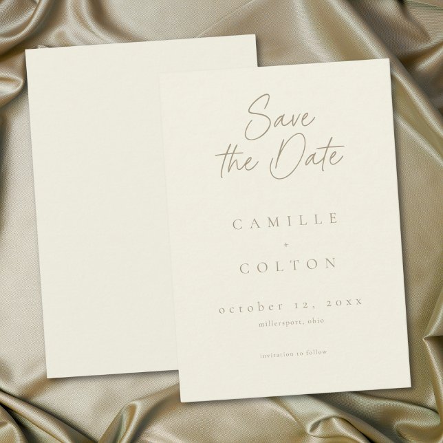 Elegant Ivory Cream Minimalist Wedding Spara Datumet (Elegant Ivory Cream Minimalist Wedding Save The Date)
