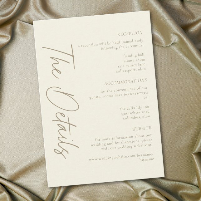 Elegant Ivory Cream Minimalist Wedding Tilläggskort (Elegant Ivory Cream Minimalist Wedding Enclosure Card)