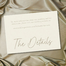 Elegant Ivory Cream Minimalist Wedding Tilläggskort
