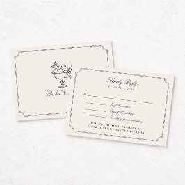 Elegant Ivory Double Frame Wedding RSVP Card OSA Kort