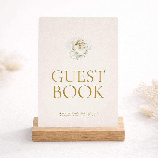 Elegant Ivory Floral Guest Book Sign Inbjudningar (Skapare uppladdad)