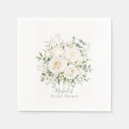 Elegant Ivory Floral Wedding Bridal Shower Pappersservett