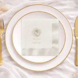 Elegant Ivory Floral Wedding Pappersservett