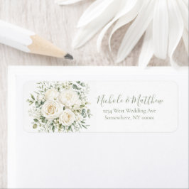 Elegant Ivory Floral Wedding Returadress Etikett