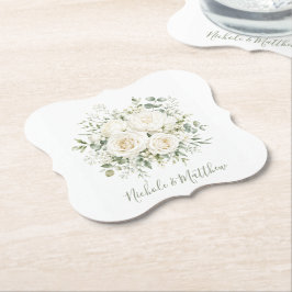 Elegant Ivory Floral Wedding Underlägg Papper