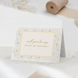 Elegant Ivory Floral will you be MAID OF HONOR? Tack Kort