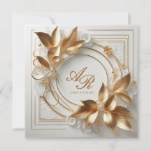 Elegant Ivory Gold Wedding Invitation
