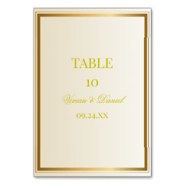 Elegant Ivory & Gold Wedding Table Number Card Bordsnummer