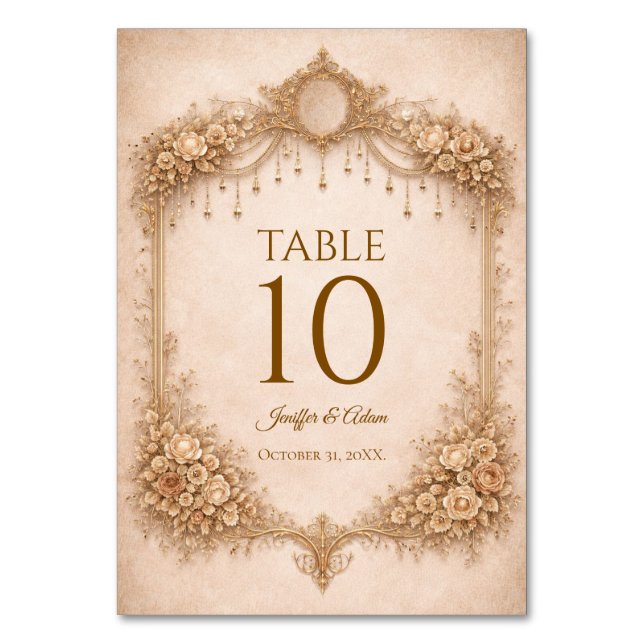 Elegant Ivory Gothic Wedding Table number Bordsnummer (Framsidan)