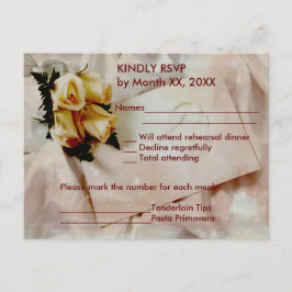 Elegant Ivory Gul ros OSA Rehearsal Postcard Inbjudan Vykort