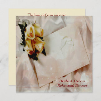 Elegant Ivory & Gul ros Rehearsal Dinner Card Inbjudningar