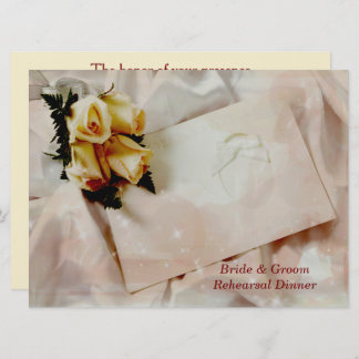 Elegant Ivory Gul ros Rehearsal Dinner H Card Inbjudningar
