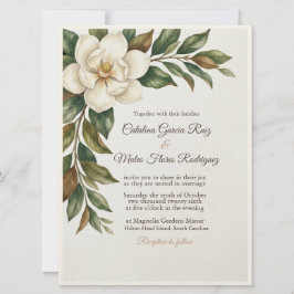 Elegant Ivory Magnolia Wedding Invitation Inbjudningar