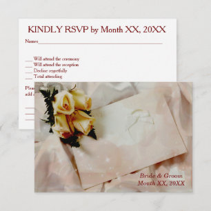 Elegant Ivory med Gul ros Bröllop OSA Card Inbjudningar