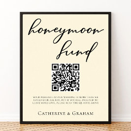 Elegant Ivory Minimalist Bröllop Honeymoon Fund Poster
