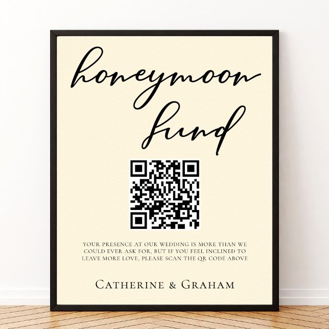 Elegant Ivory Minimalist Bröllop Honeymoon Fund Poster (Skapare uppladdad)