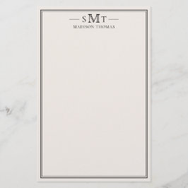 Elegant Ivory Minimalist Three Letter Monogram Brevpapper