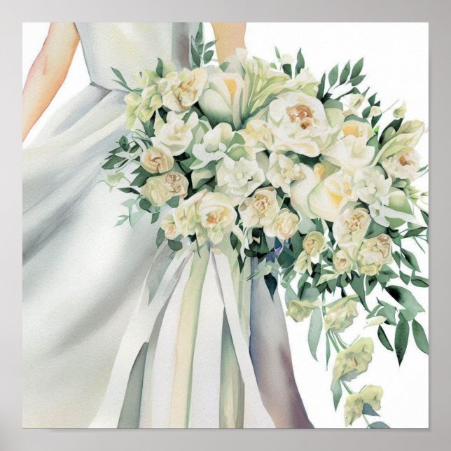 Elegant Ivory, Möhippa Cascading Bouquet 2 Poster (Framsidan)