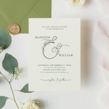Elegant Ivory Moss Grönt Blommigt Ampersand Bröllo