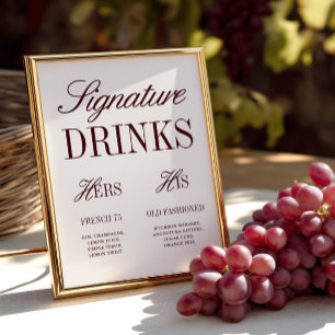 Elegant Ivory Namnteckning Drinks Bröllop Pub-teck