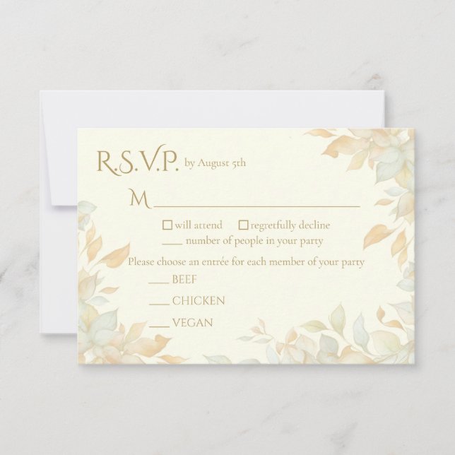 Elegant Ivory Nature Inspired Response Card OSA Kort (Framsida)