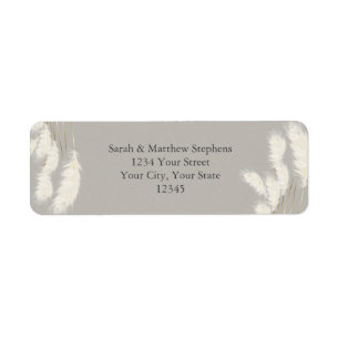 Elegant Ivory Pampas Grass Returadress Etikett