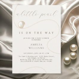 Elegant Ivory Pearl Script Baby Shower Inbjudningar