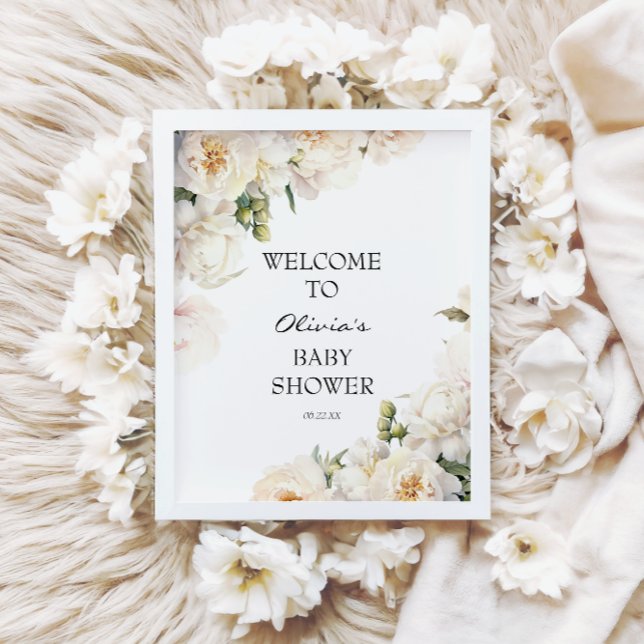 Elegant Ivory Peony Neutral Baby Poster (Skapare uppladdad)