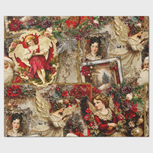 Elegant Ivory & Red Victorian Julafton Large Presentpapper