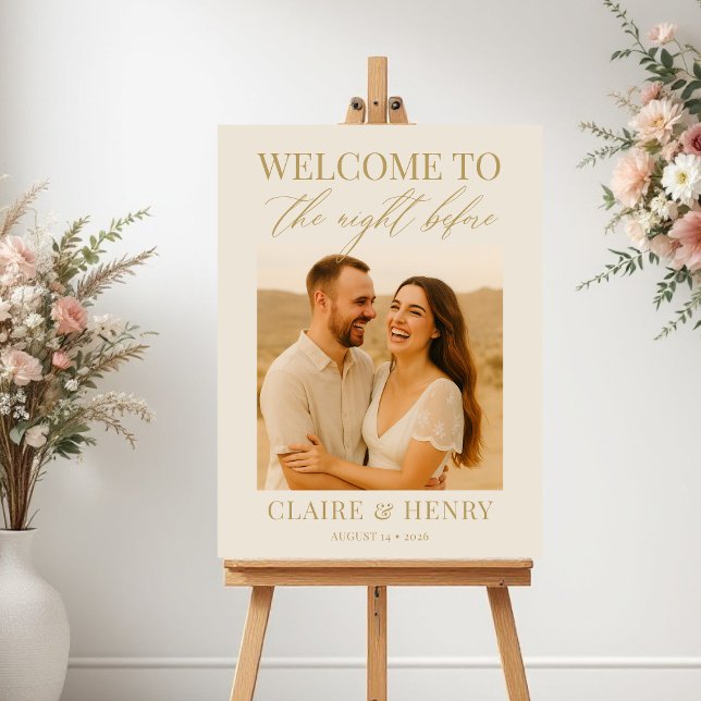 Elegant Ivory Rehearsal Dinner Photo Wedding Poster (Skapare uppladdad)