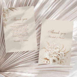 Elegant Ivory Roses Wedding Thank You Card Tack Kort