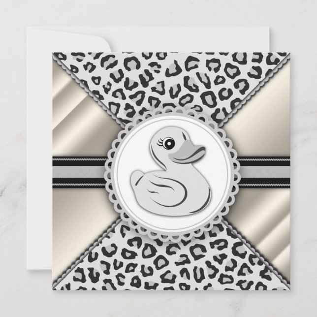Elegant Ivory Rubber Anka Baby Shower Inbjudningar (Framsida)