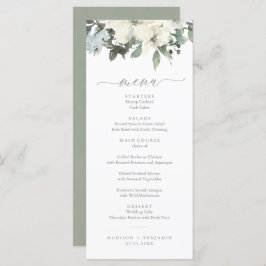 Elegant Ivory Sage Blommigt Greenery Bröllop Menu Meny