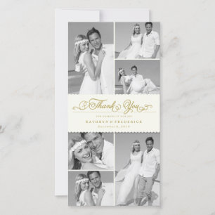 Elegant Ivory Scalloped Band 6 Photo Chic Bröllop Tack Kort