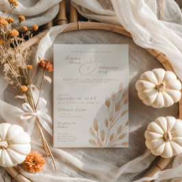 Elegant Ivory & Terracotta Fall Botanical Bröllop Inbjudningar