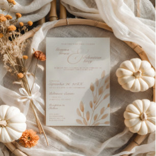 Elegant Ivory & Terracotta Fall Botanical Bröllop Inbjudningar