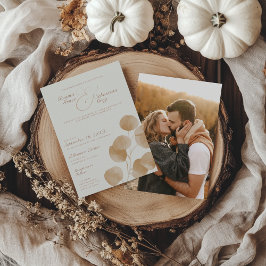 Elegant Ivory & Terracotta Fall Photo Bröllop Inbjudningar