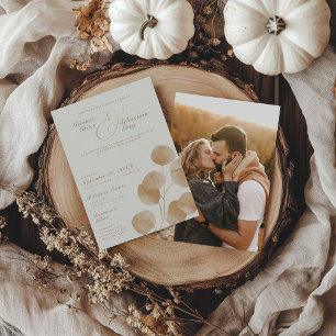 Elegant Ivory & Terracotta Fall Photo Bröllop Inbjudningar