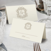 Elegant Ivory Vintage Crest Monogram Wedding
