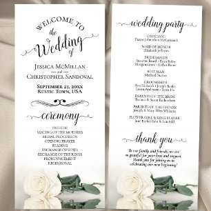 Elegant Ivory Vit ros Simple Romantic Bröllop Program